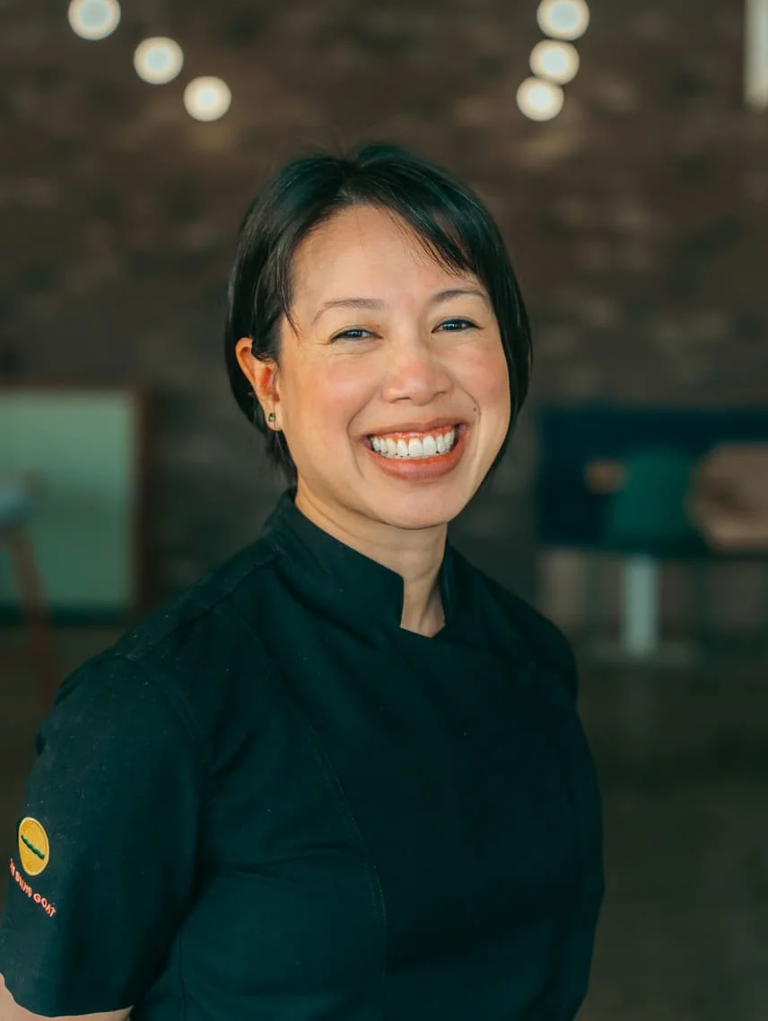Chef Christine Ha smiling in her kitchen