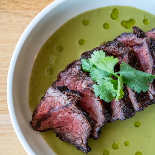Grilled Steak with Green Curry Sauce